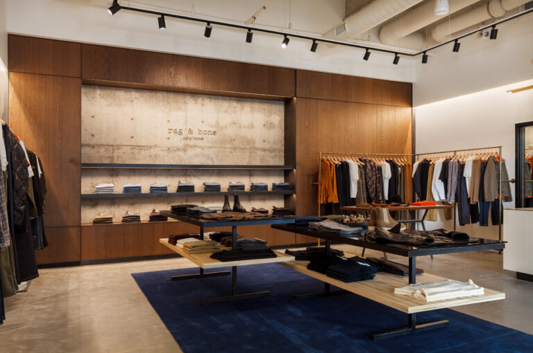 Shinnoki wood veneers are installed at the Rag and Bone store