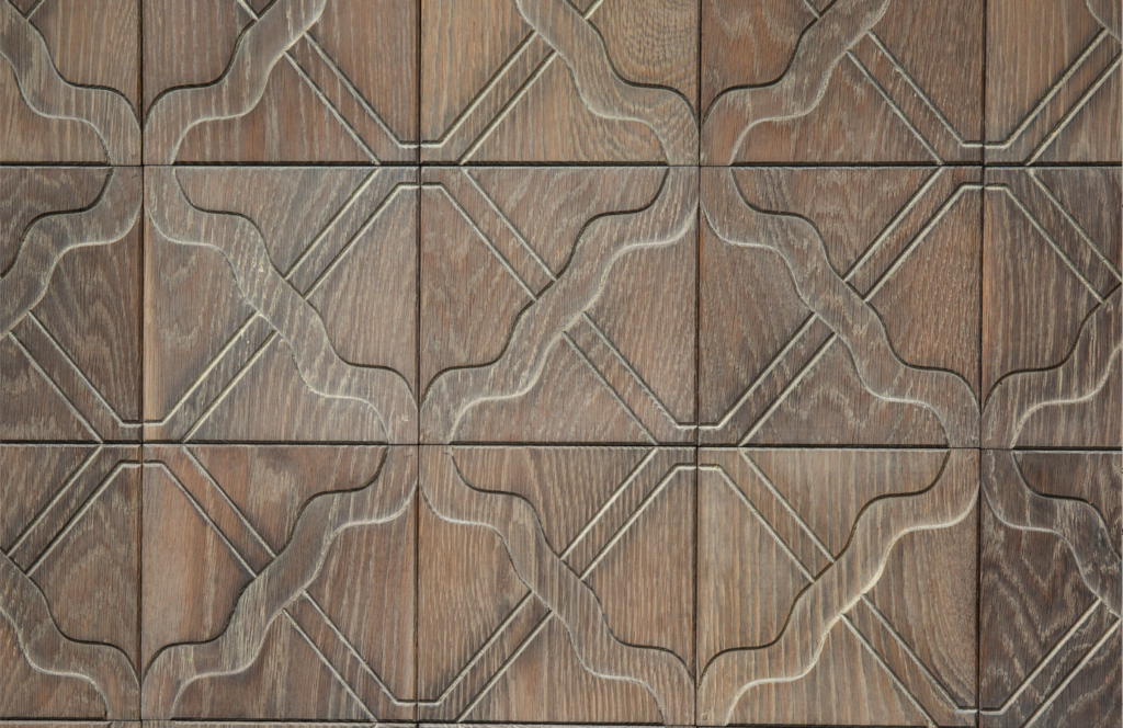 Etched wall tiles by Jamie Beckwith in Fret